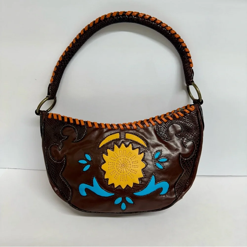 Vintage Boho BCBG Girl Leather Handbag, Shoulder Bag, Purse - Picture 2 of 9